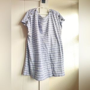 Striped Grey and White Tee with Buttons